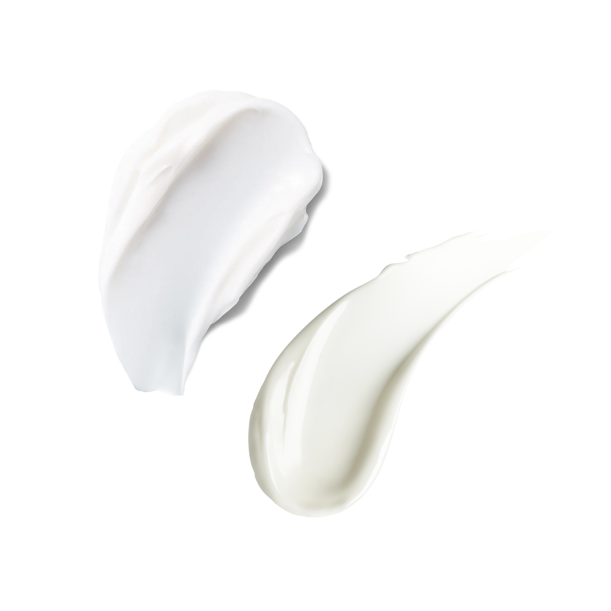 Two thick white cream textures on transparent background