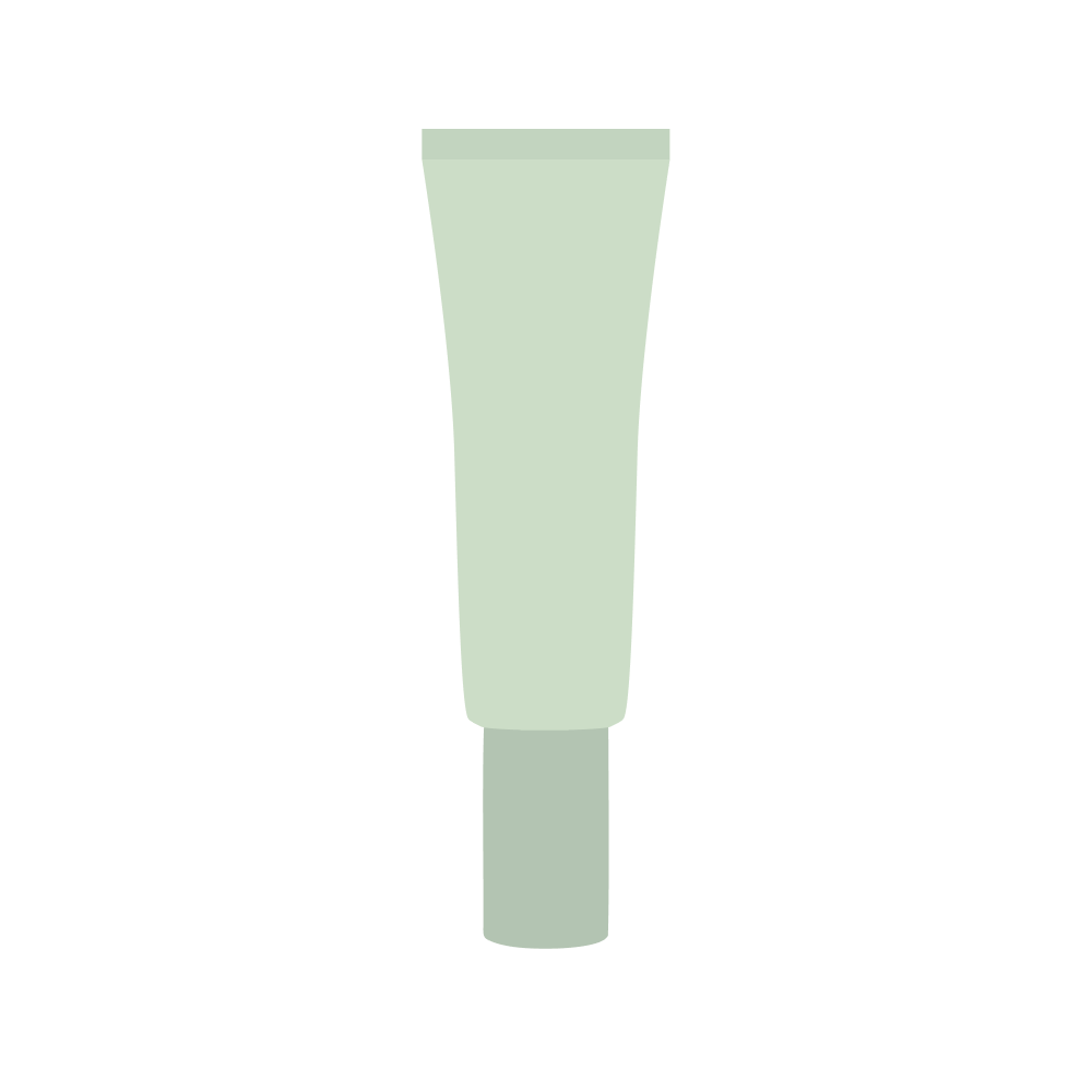 Green skincare tube icon with cap.