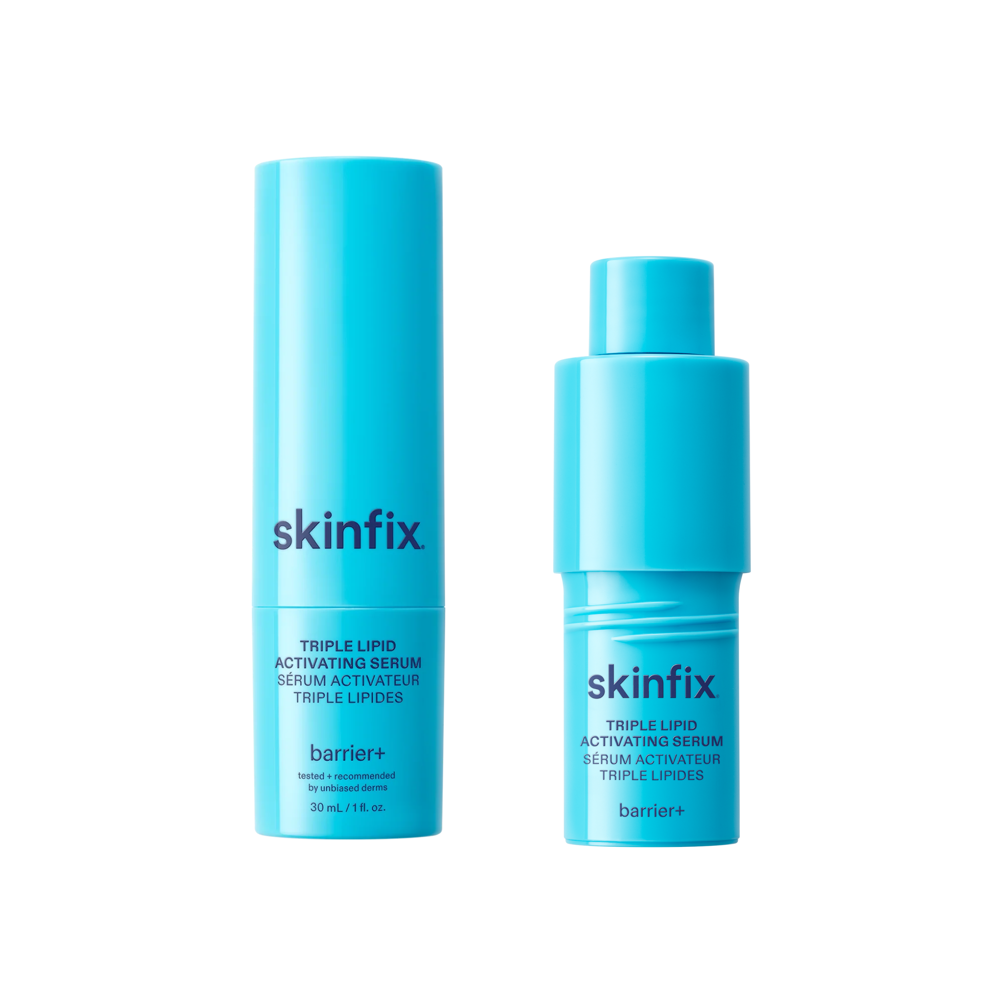 Skinfix Triple Lipid Activating Serum and Triple Lipid Activating Serum Refill on transparent background.