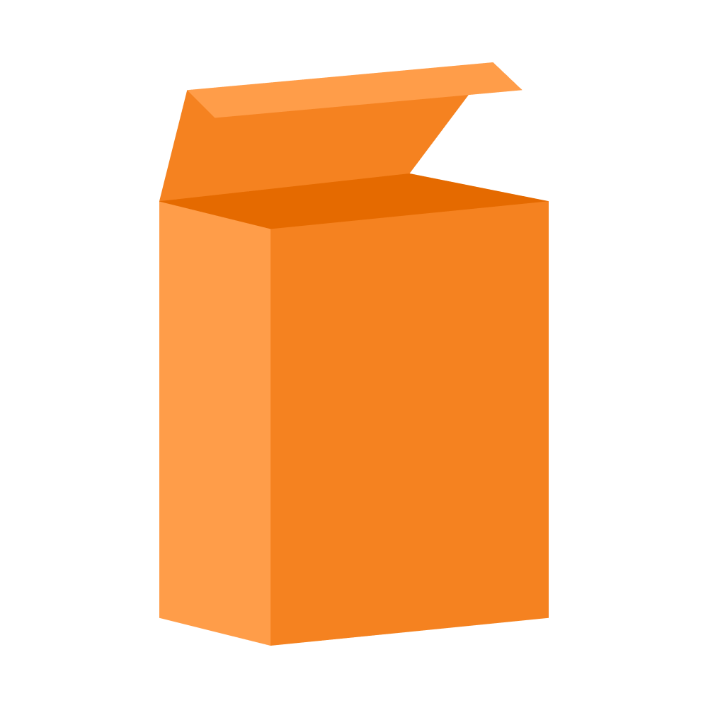 Icon of orange box on transparent background